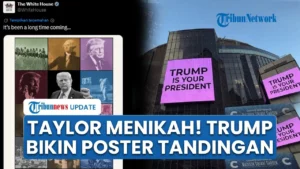 Trump Geger Sendiri Saat Taylor Swift Menikah, Pasang Poster Tandingan Respons Pesta Sang Penyanyi