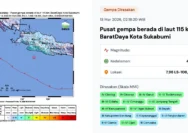 Gempa 4,1 Magnitudo Guncang Sukabumi, Getaran Dirasakan Hingga Palabuhanratu